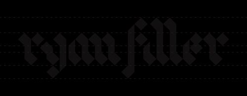letter with horizontal dotted liens overlaid to show that each letter has a consistent baseline, x-height, and body height  