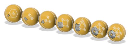a Fusion 360 model showing alignment guides for where to place stars on the surface of the spheres
