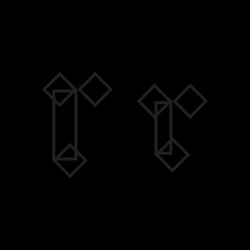 outlined version of letter r, after on the left and the right. the after version is shorter and thinner