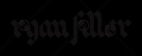 logo with diagonal dotted lines overlaid showing the consistent angled gaps between the r and y, f and i, and e bowl