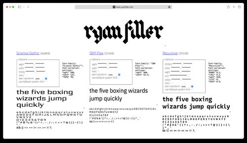 screenshot of beta.ryanfiller.com as of October 2024